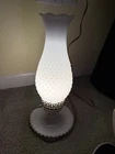 Vintage Hobnail White Milk Glass 13.25" Hurricane Electric Table Lamp WORKS
