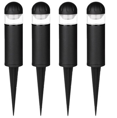 2W Low Voltage LED Landscape Bollard Pathway Lights 3000K Black   Pack of 4