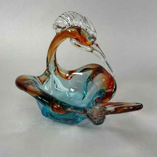 Murano Art Glass Bird Figurine Candy Dish - Vintage