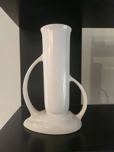 Roseville Art Pottery White Glossy Ceramic Decorative Vase