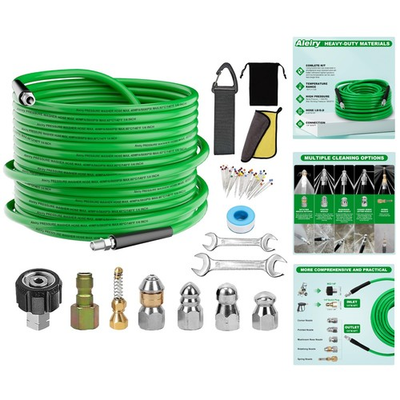 #ad #ad High Pressure 50 FT Sewer Jetter Kit with Corner Nozzle amp; Spring Nose Design $53.95