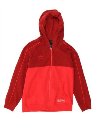Umbro Mädchen Reißverschluss Hoodie Pullover 12-13 Jahre Large rot Colourblock Baumwolle BN07