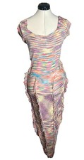 Fashion Nova Women’s Nessa Knit Open Back Maxi Dress W/Cap Sleeve & Fringe|Sz:L