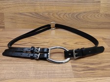 RARE Ralph Lauren Belt TriStrap O-Ring Equestrian Black Triple Buckle Girdle