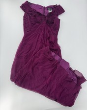 Tadashi Shoji Magenta Pleated Chiffon Evening Gown Dress Size 8 Formal