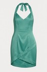 Pilgrim Sleek Saturn Halter Mini Dress 12AU 8US Teal Green Satin Cocktail Party