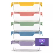 Ello 10pc Glass Food Storage Multicolor Brights, Capacity 3.4c