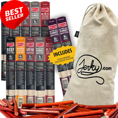 Jerky Gift Basket for Men   12pc Meat Sticks Sampler High Protein Keto Pack