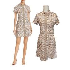 Tory Burch Port Garden Party Print Stretch Cotton Poplin Shirtdress Women's 6