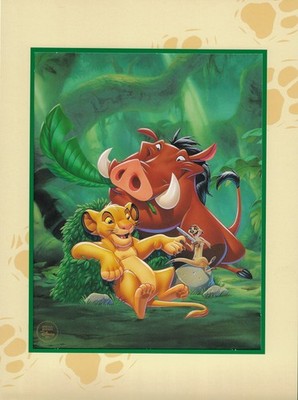 LION KING Limited Edition Lithograph Walt Disney Simba, Timon 