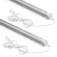 Barrina 2FT LED Light 20W3000LM 5000K T8 Clear Cover Linkable Tube 2Pack Fixture