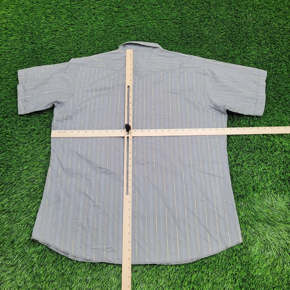 Vintage Ranch-and-Town Stripes Button Shirt XL 17.5 25x32 - Image 3 of 4