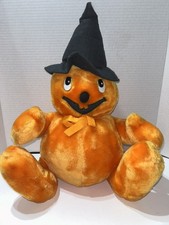Vintage 1988 Chrisha Playful Plush Witch Pumpkin Halloween Jack O Lantern