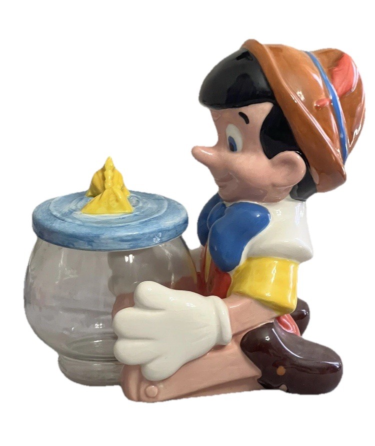 Vintage Disney Pinocchio & Cleo Cookie Jar – Treasure Craft USA – Rare