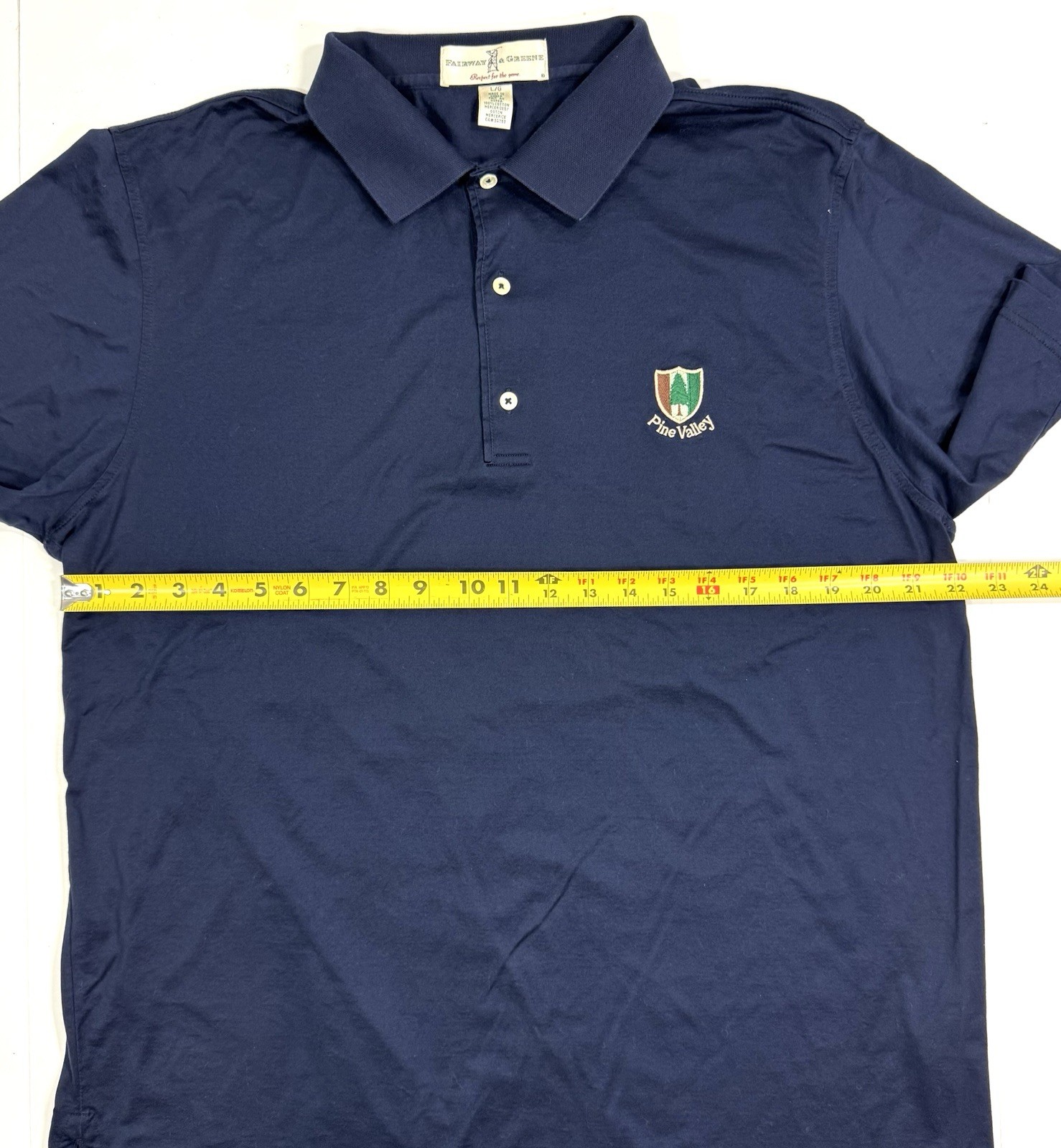 Pine Valley Golf Polo Mens Sz Large Navy Mercerized Cotton Fairway Greene VTG