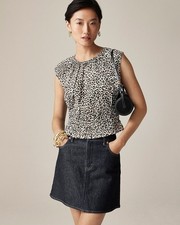 J Crew Leopard Print Cotton Poplin Hyacinth Sleeveless Blouse Size Medium