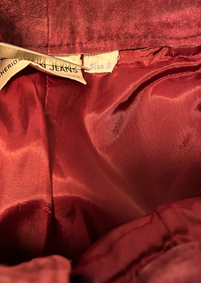 Pantalón de gamuza vino años 80-90 talla 8 Anne Klein tiro alto plisado bolsillos forrados Foto 4 de 4