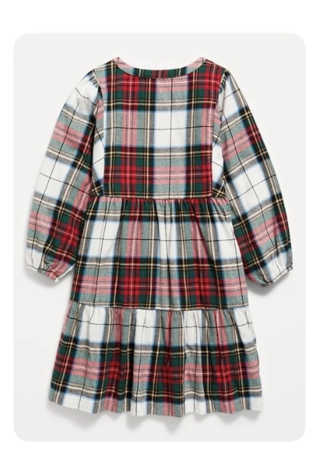 Old Navy White Tartan Plaid Long Sleeve Button Front Swing Dress Size XL 14-16 - Image 3 of 4
