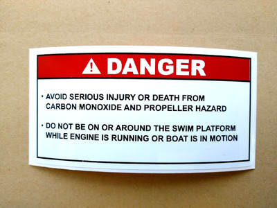 Boat Safety Danger Label   Carbon Monoxide & Propeller Hazard Sticker 100x50mm