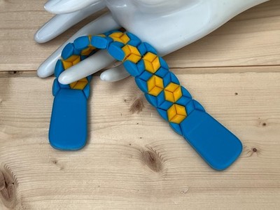 Blue/Yellow chotki  antistress/Plastic/handmade/3Dprinted Size 22cm 50 gram