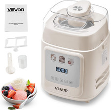 Ice Cream Maker Compressor Built-In 1 Quart White Automatic Upright 4 Modes