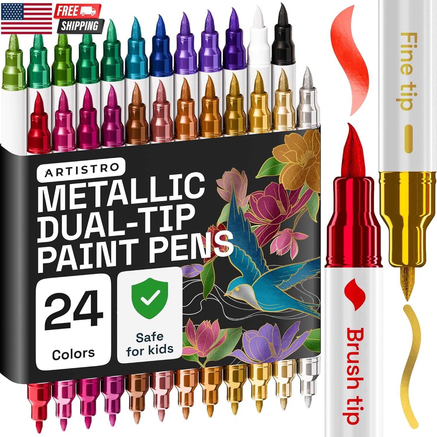 - Paint Pens For Drawing, Brush + Fine Tips -