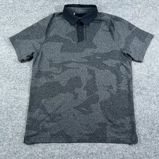 Under Armour Polo Shirt Mens Medium Gray Camo HeatGear Golf Performance Stretch