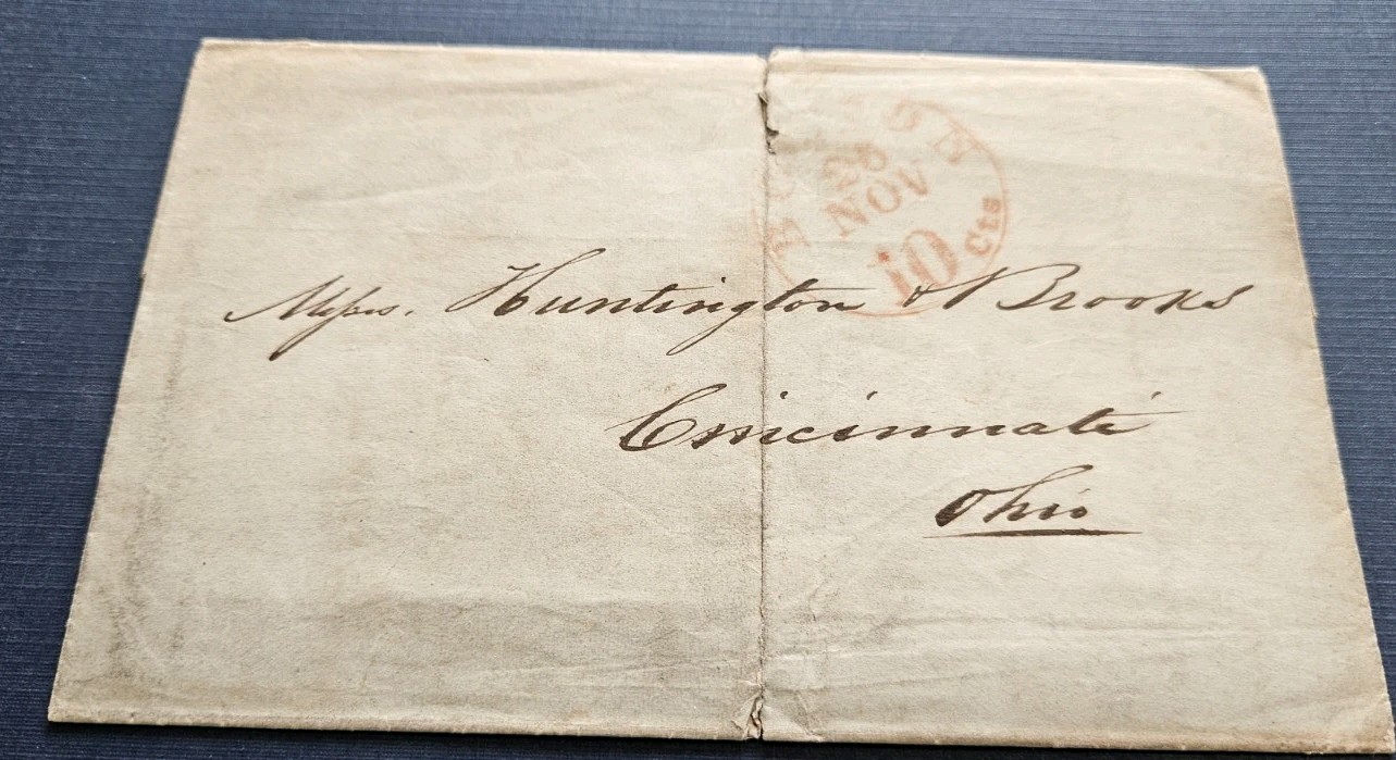 (Cvr165) Stampless[1847] BOSTON to CINCINNATI- Letter Enclosed. | eBay