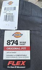 Dickies Men's Flex 874 Work Pant Size: 34x34 Original Fit Charcoal Gray Grey