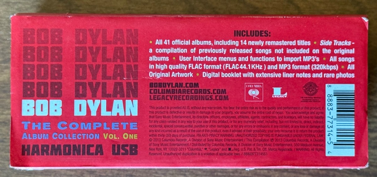 Bob Dylan Complete Album Collection Vol 1 USB Stick Harmonica New