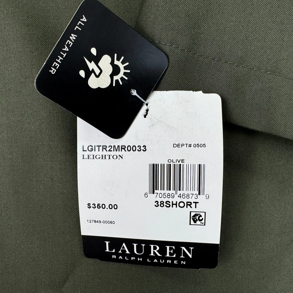 Lauren Ralph Lauren Mens Leighton Classic Fit Solid Rain Coat Olive Green 38S - Image 2 of 4