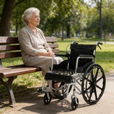 Lightweight Folding Wheelchair attendant brakes Self Propelled Mag Wheels Black