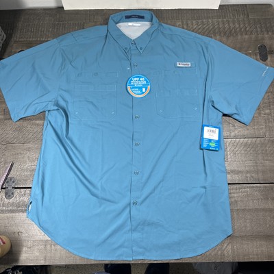 Columbia Tamiami UPF 40 Collared Deep Sea Fishing Trolling Ocean Button-Up Shirt
