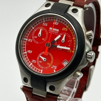 Momo Design Speed MD-014 Chronograph Quartz Mens Watch Red Dial