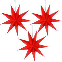 Sunbeauty 3Er Set Papiersterne Rot 30Cm Faltstern Weihnachten Dekoration 9 Zacke