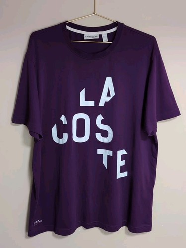 T-shirt Lacoste taille XL violet évasé coupe régulière RARE - Photo 5/10