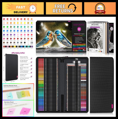 80PCS Colored Pencils Set for Adults - 72 Soft Core, Sketchbook, Blender, Eraser