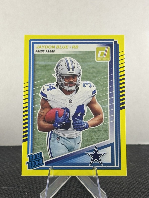 2025 Panini Donruss - Rated Rookie Jaydon Blue #308 Press Proof Yellow (RC)