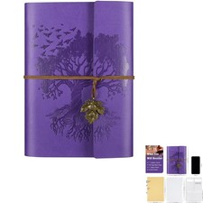 PU- Tagebuch, Reisetagebuch, Notizbuch, A5, Blanko, Lila, nachfüllbar