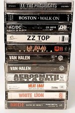 LOT OF 11 HEAVY METAL ROCK CASSETTE TAPES VAN HALEN AC/DC DEF LEPPARD ZZ TOP