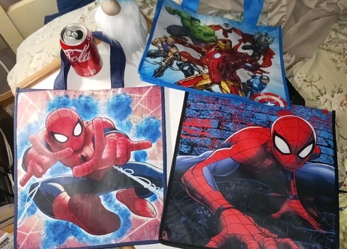 (3)SuperHeroes Tote Bags Spider-Man, Avengers, Spiderman Marvel Cartoon Dbl Side