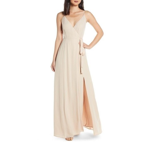 WAYF NWT The Angelina Slit Wrap Gown Grayish Lilac Size M - Picture 4 of 7