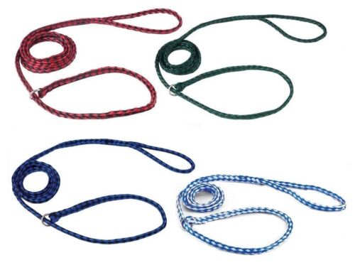 Braided Poly Dog Control Slip Leads Assorted Color Vet Rescue Kennel Bulk Packs - Picture 1 of 17