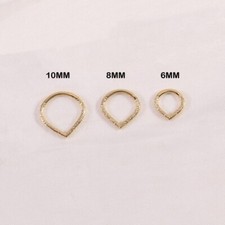 14k Solid Yellow Gold V Shape Plain Textured Nose Ring Clicker, Helix, Cartilage