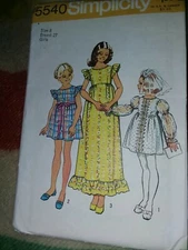 Vintage SIMPLICITY Sewing Pattern 5540 GIRLS SUMMER DRESS FLOWER GIRL 8 UNCUT