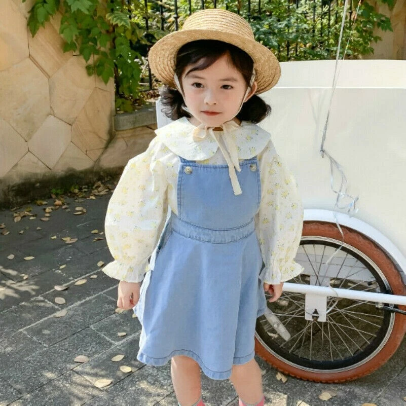 Toddler Suspender Skirt Baby Girl Denim Cotton Jumper Dress Tutu