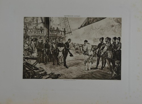 Antique Art Spanish Armada Surrenders Seymour Lucas War Military 1894