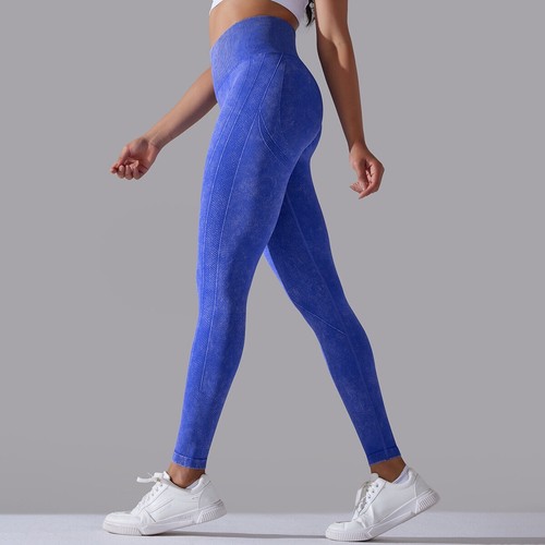 Women's Workout Leggings Acid Wash Rinse Stretchy Capris for Running Sports Yoga - Picture 28 of 134