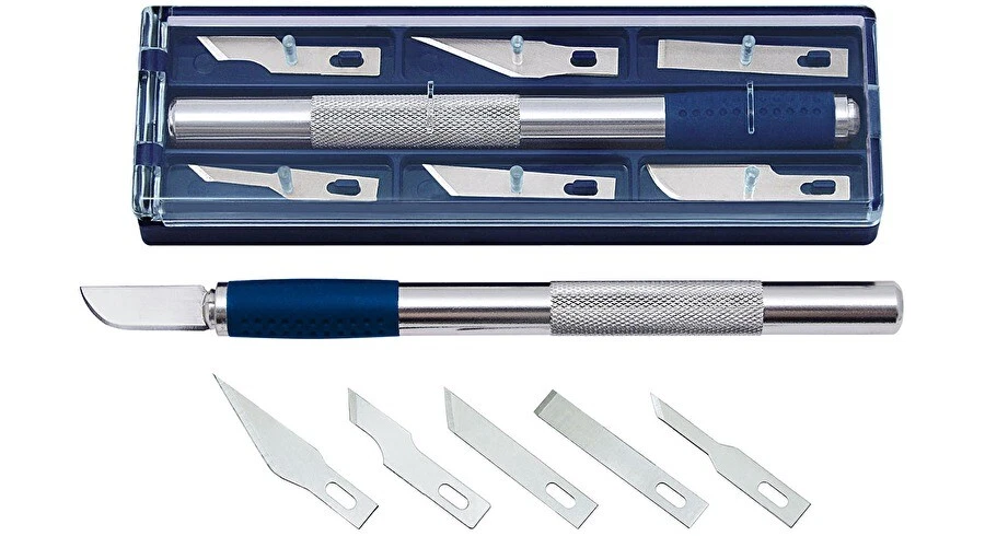 WEDO Hobbymesser Bastelmesser inkl. 6 Ersatzklingenformen Hobby Messer Set