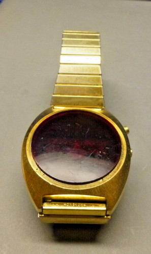Litronix Swiss Gehäuse Gold 70er E. Gluck Corp. rotes LED Uhrenarmband - for parts - Bild 2 von 7